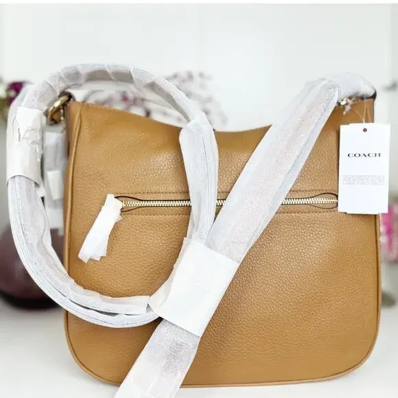 Coach NWT Ellie File Pebbled Leather Crossbody Bag C1648 in Light Saddle